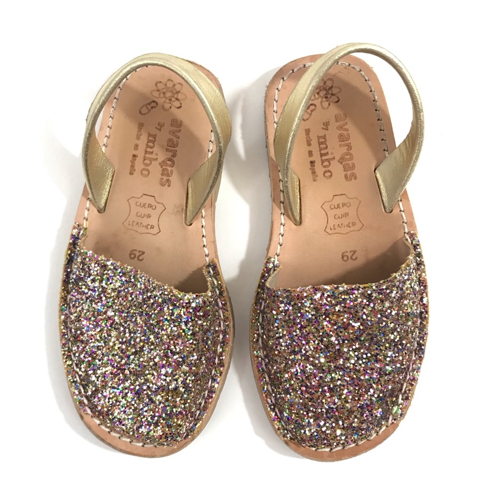Mibo Avarcas Leather Multi Glitter Sandals Size 29